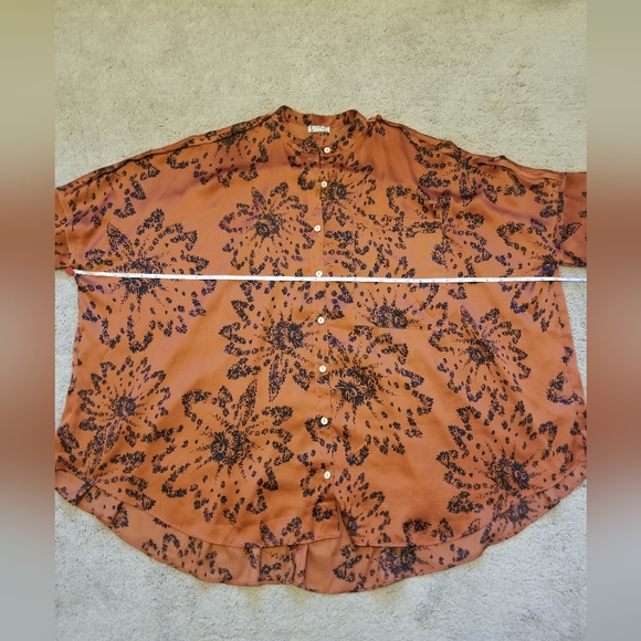 Free People Goddess Sleep Shirt Oversized Button Down Flowy Top Size M Clay - Picture 10 of 13